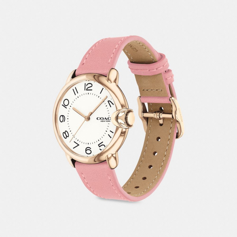 Coach Women's 15mm Brown Monogram w/ Pink Leather Accent Watch Strap