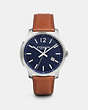 COACH®,BLEECKER SLIM THREE HAND WATCH, 42MM,Leather,NAVY/SADDLE,Front View