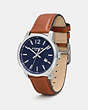 COACH®,BLEECKER SLIM THREE HAND WATCH, 42MM,Leather,NAVY/SADDLE,Angle View
