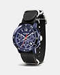 COACH®,BLEECKER SPORT WATCH, 44MM,Leather,Black,Angle View