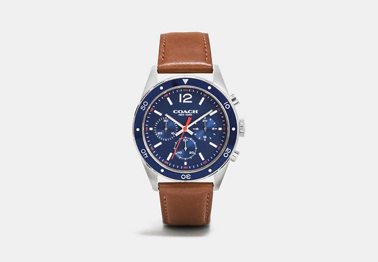 COACH®,SULLIVAN SPORT CHRONO WATCH, 44MM,Metal,NAVY/SADDLE,Front View image number 0