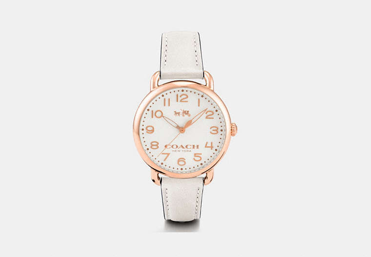 COACH®,75TH ANNIVERSARY DELANCEY WATCH, 36MM,Leather,Chalk,Front View