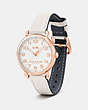 COACH®,75TH ANNIVERSARY DELANCEY WATCH, 36MM,Leather,Chalk,Angle View
