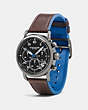 COACH®,75TH ANNIVERSARY DELANCEY WATCH, 42MM,Leather,Mahogany brown,Angle View