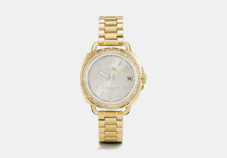 COACH®,TATUM WATCH, 34MM,Metal,GOLD PLATED,Front View