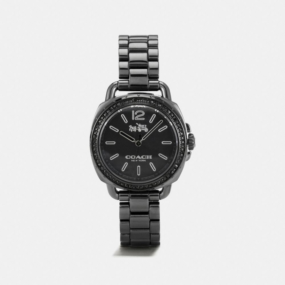 COACH®,TATUM WATCH, 34MM,Ceramic,Black,Front View