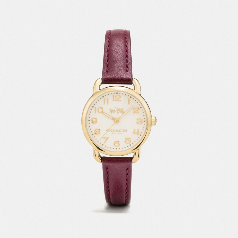 Delancey Gold Tone Sunray Dial Leather Strap Watch