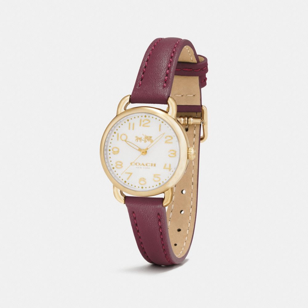 Delancey Gold Tone Sunray Dial Leather Strap Watch