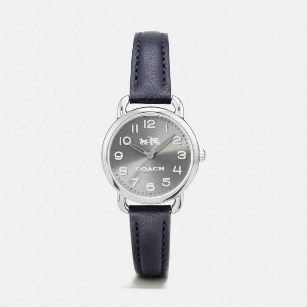 Delancey Grey Ionized Plated Sunray Dial Leather Strap Watch