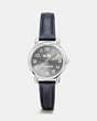COACH®,DELANCEY GREY IONIZED PLATED SUNRAY DIAL LEATHER STRAP WATCH,Leather,NAVY,Front View