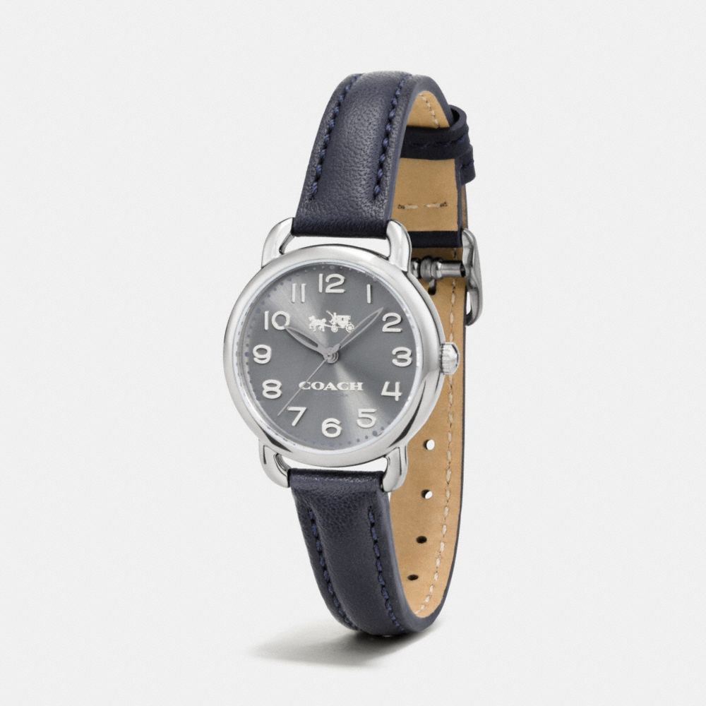 Delancey Grey Ionized Plated Sunray Dial Leather Strap Watch