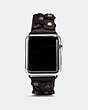 COACH®,APPLE WATCH® STRAP WITH TEA ROSE, 38MM,Leather,Black,Front View