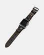 COACH®,APPLE WATCH® STRAP WITH TEA ROSE, 38MM,Leather,Black,Angle View