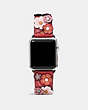 COACH®,APPLE WATCH® STRAP WITH TEA ROSE, 38MM,Leather,Black Copper/Washed Red,Front View