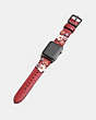 COACH®,APPLE WATCH® STRAP WITH TEA ROSE, 38MM,Leather,Black Copper/Washed Red,Angle View