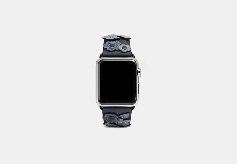 COACH®,APPLE WATCH® STRAP WITH TEA ROSE, 38MM,Leather,INK,Front View