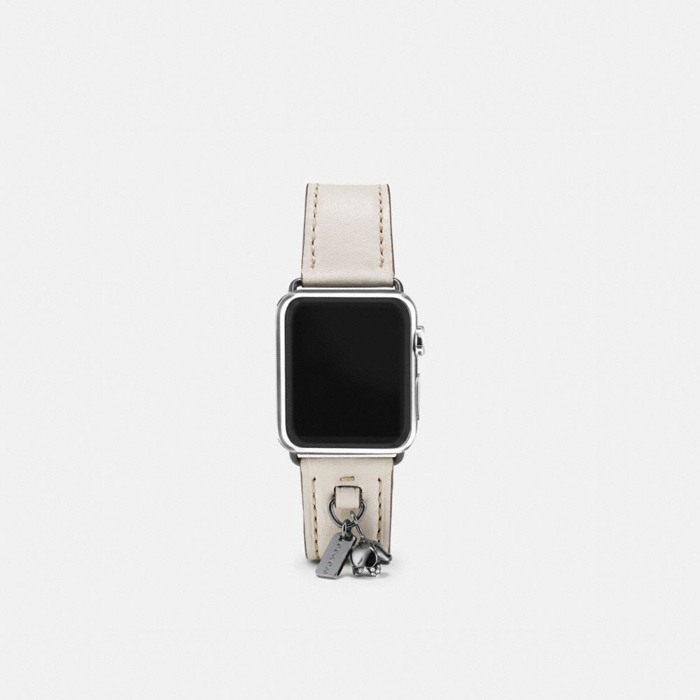 COACH®,BRACELET APPLE WATCH® À BRELOQUES, 38 MM,Cuir,Craie,Front View