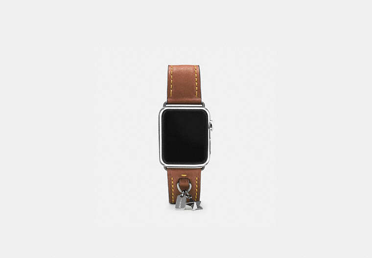 COACH®,APPLE WATCH® STRAP WITH CHARMS, 38MM,Leather,Saddle,Front View