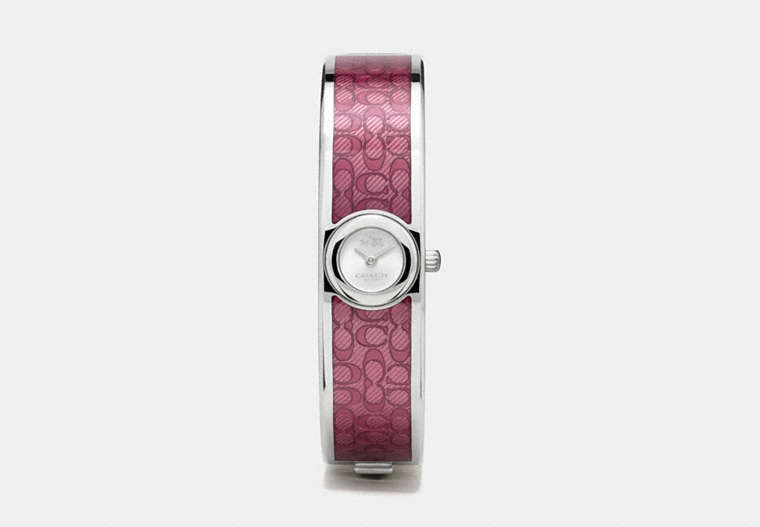COACH®,SCOUT STAINLESS STEEL SUNRAY DIAL ENAMEL SIGNATURE C BANGLE WATCH,Metal,CERISE,Front View