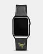 COACH®,APPLE WATCH® STRAP WITH REXY,Leather,Black,Front View