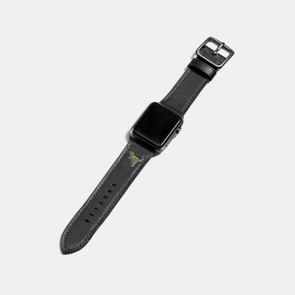 COACH®,APPLE WATCH® STRAP WITH REXY,Leather,Black,Angle View