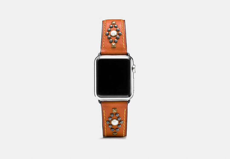 COACH®,APPLE WATCH® STRAP WITH STUDS,Leather,GINGER,Front View