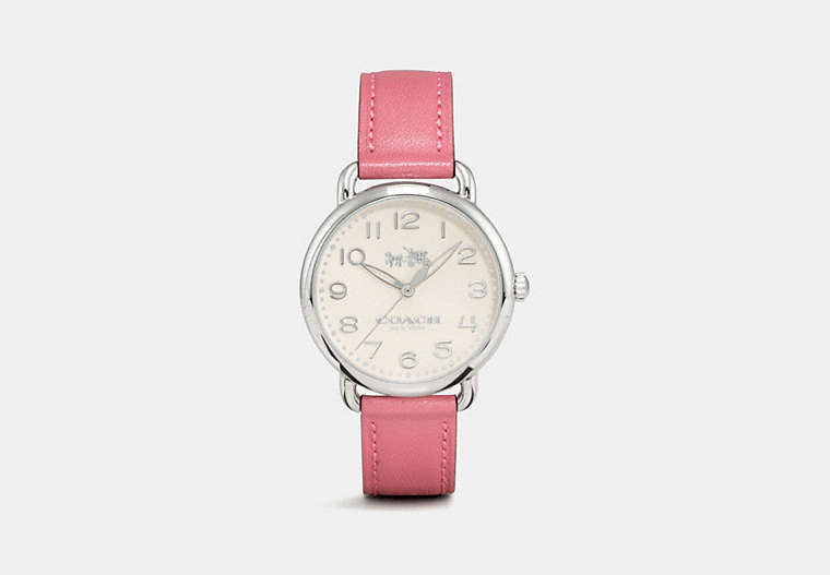 COACH®,DELANCEY WATCH, 36MM,Leather,PEONY,Front View