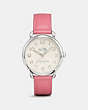 COACH®,DELANCEY WATCH, 36MM,Leather,PEONY,Front View