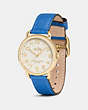 COACH®,DELANCEY WATCH, 36MM,Leather,Denim,Angle View