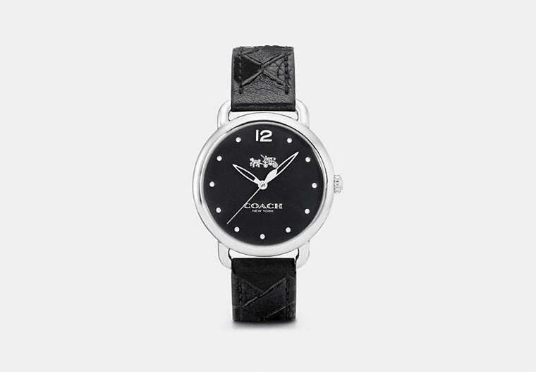 Delancey Stainless Steel Patchwork Leather Strap Watch
