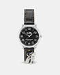 COACH®,DELANCEY WATCH WITH REXY CHARM, 36MM,Leather,Black,Front View