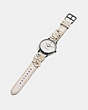 COACH®,DELANCEY WATCH WITH FLORAL APPLIQUE, 36MM,Leather,Chalk,Angle View