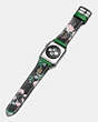 COACH®,APPLE WATCH® STRAP WITH FLORAL PRINT,Leather,KELLY GREEN,Back View